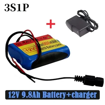 Оригинален 12 В 9800 ма 3S1P Батерия с литиево-йонна батерия 18650 Батерия с литиево-йонна батерия за защита на батерията е Акумулаторна батерия + зарядно устройство