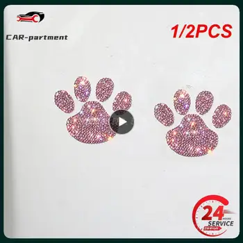 1/2 елемента лапа печат на стикери Crystal украса на автомобил стикери Bling планински кристал етикети лапите на котка куче отпечатък с етикети