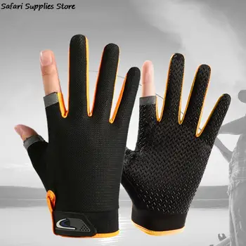 1 чифт противоскользящих диша риболовни ръкавици с порезами на два пръста, Здрави Ръкавици за спортен риболов на открито, велосипедни ръкавици за фитнес, ръкавици за риболов на шаран
