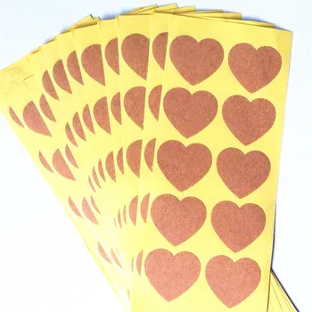 100 бр./лот Ретро романтичен дизайн във формата на сърце, стикер от крафт-хартия за опаковане, ръчно изработени, на етикета, самозалепващи стикери 
