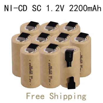 100% Оригинална Отвертка-Бормашина SC Батерии 1.2 V 2200mAh Sub C Ni-Cd Батерия С електрически инструменти Раздел NiCd SUBC Cells
