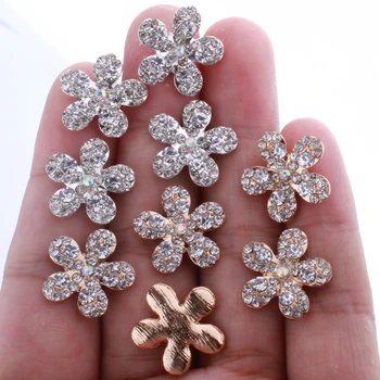10ШТ 18-миллиметровые луксозни копчета от прозрачен кристал, за да покани на сватбата си, сребърни копчета с кристали с равна задна част за украса на рокли