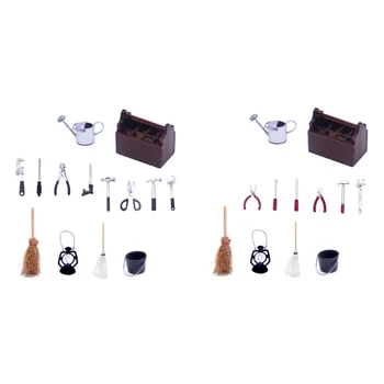 14 бр. гаечен ключ за куклена къща, инструменти за ремонт на чук, имитирующая дървена играчка за момичета