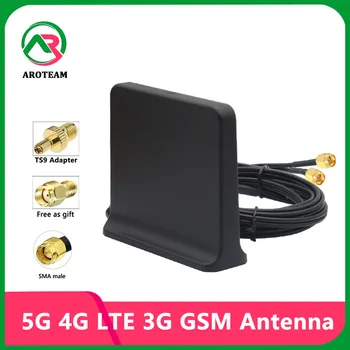 2* 2 Двойна Кабел 2 600 ~ 6000 Mhz 5G и 4G LTE 3G GSM Полнодиапазонная Omni Антена WiFi 12dbi Вътрешна Антена на Рутера с Магнитна основа TS9 SMA
