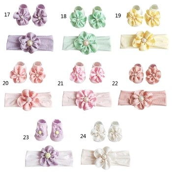 2 бр./компл. еластични ленти за коса за малки момиченца, красив комплект от чорапи свързани с лък, подходящ за новородени G99C