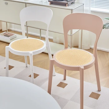 2 елемента скандинавските пластмасови столове за кухня, Трапезария столове с извита облегалка, празна седалка, тоалетка, Здрава мебели за дома