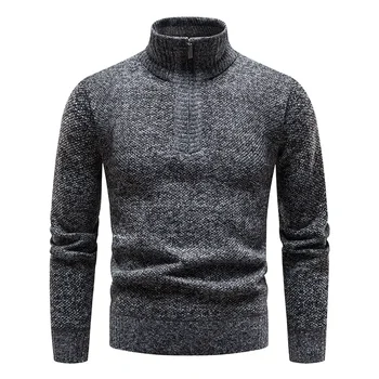 2023 Нов мъжки пуловер Slim Fit с дебела деколте и голяма ежедневните дъното