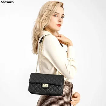 2023 нова дамски модерна чанта за отдих, клетчатая малка чанта на верига през рамо