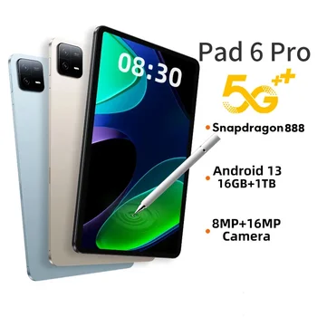 2024 Pad 6 Pro Оригиналната Глобалната Версия на таблета Snapdragon 888 Android 13 HD 4KTablet PC 16GB + 512GB 5G С две SIM-карти, WIFI Mi Tab