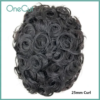 25 мм Curl Water Curl Mono Мъжка Перука Мъжки Капилярна Протеза Система на Човешка Коса за Мъже Подмяна на Естествения Цвят на 100% Индийски Перука