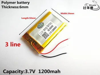 3 линия с Добро качество 3,7 В, 1200 mah, 603450 Полимерна литиево-йонна батерия за ИГРАЧКИ, POWER BANK, GPS, mp3, mp4