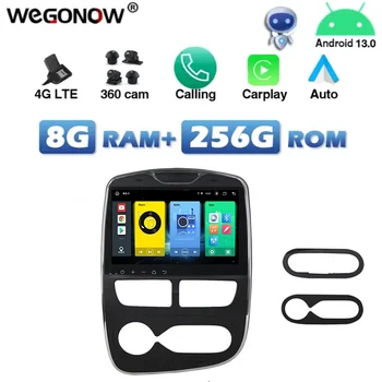 360 4G SIM Безжичен Carplay Auto Android 13,0 8G + 256G Кола DVD плейър IPS RDS Радио, GPS, wifi, Bluetooth За Renault Clio 2013-2019