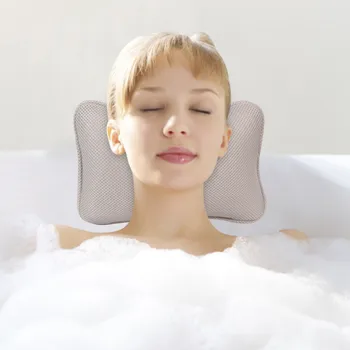 3D mesh спа вана с вендузата върху шията, стоки за интериора на банята, облегалката за глава, устойчива на плъзгане амортизирующая възглавница за баня, Спа-възглавница