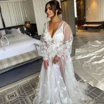 3D рокля за бременни с цветен модел за фотосесия, сватбена рокля с дълъг ръкав, расшитое тюлем, vestido de новия