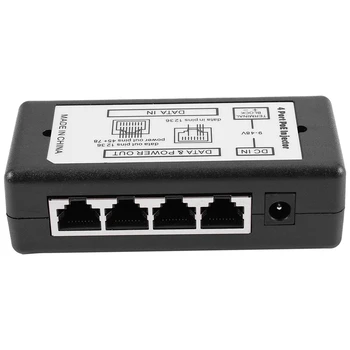 4-Port Poe Инжектор Poe Адаптер Ethernet Изход захранване от 4.5 (+)/7,8 (-) Вход Dc12v-Dc48v За Ip камери