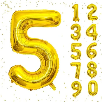 40-Инчовите балони със златен номер, балони за партита, 1 бр. Алуминиеви балони на рожден ден, годишнина, украса на фестивала