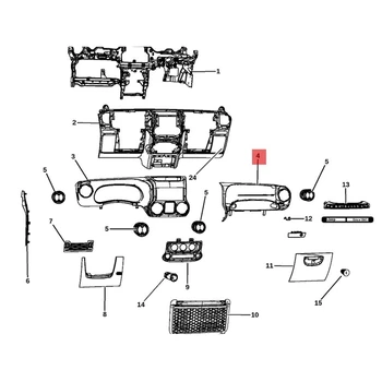 5QZ89 DX9AB Тампон Панел на Арматурното Табло на Пътника на Дясната Врата За Jeep Wrangler JK 2015-2018 Капачки Уреди 5QZ89DX9AA