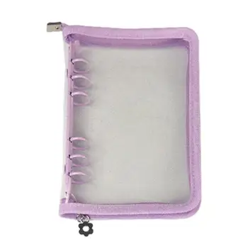 6-околовръстен корица за подвързване Прозрачна корица за notepad Подложка за личен списък с цип джоб за notepad за еднократна употреба за дневник