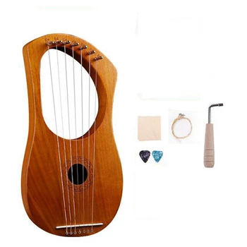 7 Струнен дървена струнен инструмент Lyre Harp с чанта за носене, допълнителен набор от струните и аксесоари в стил Accessaries