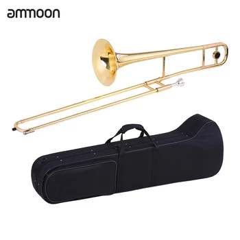 Alt-тромбон ammoon, месинг, златен лак, Bb-тон Си бемол, духов инструмент с мельхиоровым мундштуком в калъф за почистване на мундштуков.