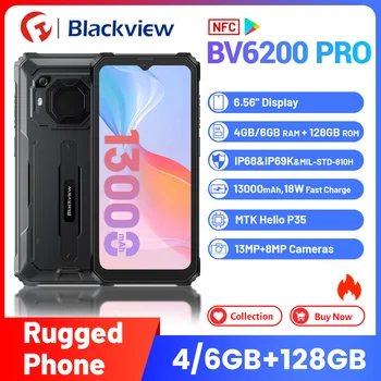 Blackview BV6200 Pro Здрав Телефон 13000 ма от 18-Бързо Зареждане на MTK Хелио 35 Мобилен телефон 6,56 