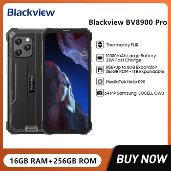 Blackview BV8900 Pro Силни смартфони Восьмиядерный 16 GB + 256 GB 6,5-инчов FHD 2,4 K Дисплей 64 MP 10000 ма Android 13 Мобилен Телефон NFC