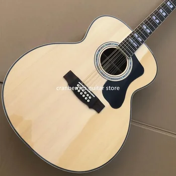 Custom GUI LD-акустична китара с брачните от черно дърво, на върха от масив смърч, 12 струни, вече морски охлюви, безплатна доставка
