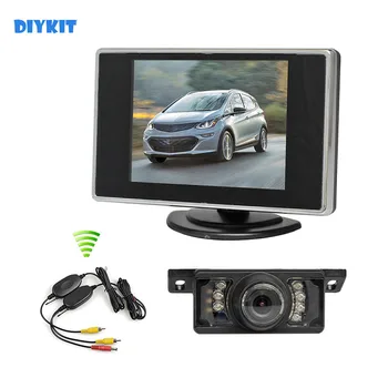 DIYKIT Безжичен 3,5-инчов TFT LCD Авто Монитор IR Камера за Нощно Виждане за Обратно виждане, Комплект Камера за Обратно виждане Система за Помощ При паркиране