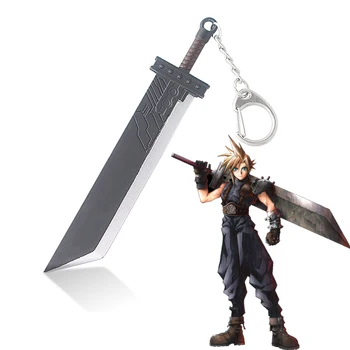 Final Fantasy 7 Ключодържател с меч Cloud Момче Оръжие Облак Страйфа Метална висулка Ключодържател за мъже Бижута