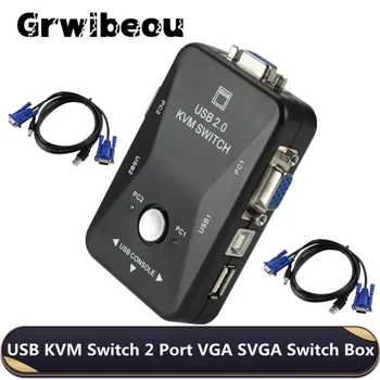 Grwibeou USB 2.0 KVM Превключвател на 2 Порта VGA SVGA Разпределителните кутия USB KVM Мишка Ключ Клавиатура 1920 * 1440 Vga Сплитер Кутия Ключ за споделяне