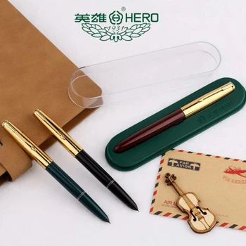 Hero 616 Ретро Класически Дизайн 0,5 мм Иридиевый най-Тънкия Връх С Тапицерия Злато Писалка Офис Училищен Инструмент За Писане Комплект Дръжки Аксесоар