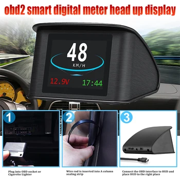 Hud Obd2 Главоболие Дисплей за Кола Smart Gauge Авто Централен Дисплей Цифров Скоростомер OBD2 Smart Digital Meter Автомобили Инструмент за Диагностика