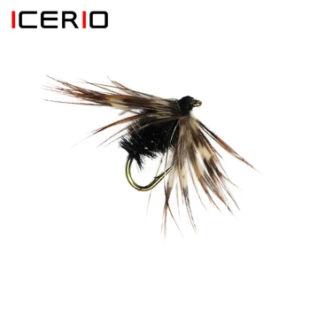 ICERIO 10ШТ 20PCS Черно-кафяви сухи мухи за риболов на пъстърва летят риболов Примамки #12