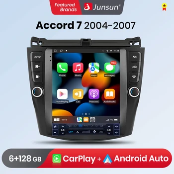 JunsunAI Voice Tesla Style Android Auto Wireless Carplay Авто Радио Мултимедия За Honda Accord 7 2004-2007 no 2din кола стерео