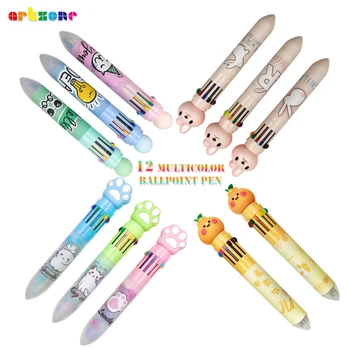 Kawaii, 12 цвята, масивна химикалка химикалка, Сладък карикатура, Многоцветен дръжка-roller, канцеларски материали, Ученически пособия, Подаръчни канцеларски материали за деца