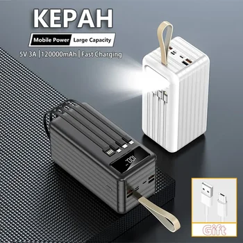 Kepah Power Bank 120000 ма Преносимо устройство за бързо зареждане PD Преносимо зарядно Powerbank външна батерия за iPhone 14 13 12 Pro Xiaomi