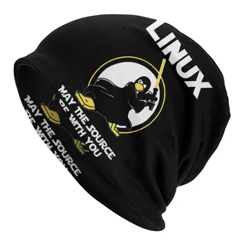 Linux Да Бъде с Вас Източник на Програмист-Пингвин Разработчик Програмиране и Кодиране на Ботаник Шапка Skullies Beanies Шапка Боне Шапка