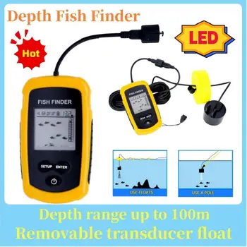 Lucky Fish Finder, Портативен сонар сензор Сензор аларма Здрава 0,6-100 м Сензор за дълбочина на Здрава Риба Аксесоари