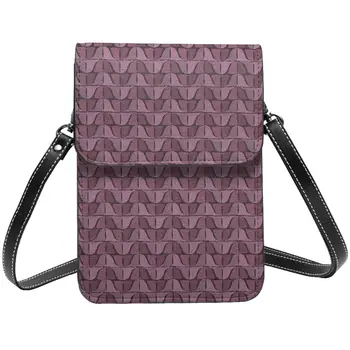 Melody Лилава чанта през рамо, абстрактна геометрична дамски подарък чанта за мобилен телефон, кожени работни чантите в ретро стил