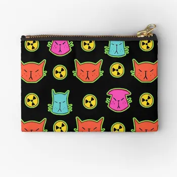 Nuclear Cats Торбички с цип Малък Женски Портфейл Косметичка за съхранение на чорапогащи Пари Монета Чист Джоба на Бельо е Ключа от опаковки за мъже