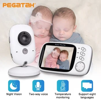 PEGATAH 3.2-инчов Видеоняня Безжична Bluetooth 2-Лентов Аудио Разговор за Нощно Виждане Бавачка За Бебето Мониторинг на Температурата гледане на деца