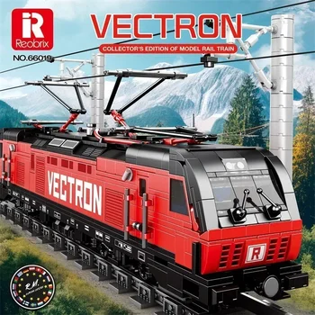Reobrix 66019 Vectron Европейския Електрически Пътнически влак градивните елементи на MOC Bricks Модел 2023 Коледен подарък Играчка за деца