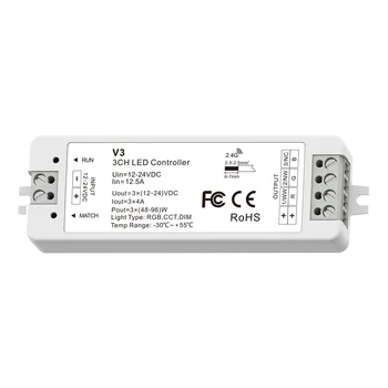 RF Докосване на Дистанционното управление 5050 RGB LED Light Strip Controller 3CH 2,4 Ghz лента 3528 2835 RGB LED Strip Лента Max 648 W DC12V 24V 36V