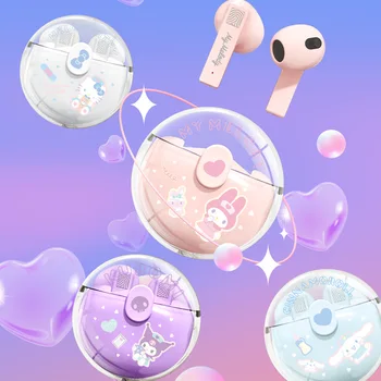 Sanrio Hello Kitty Bluetooth Слушалки Kawaii My Melody Kuromi Cinnamoroll Tws Водоустойчиви Спортни Музикални Безжични Слушалки Подаръци