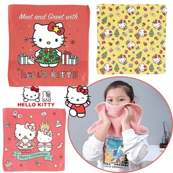 Sanrio Hello Kitty Бебешка кърпа за миене на лицето с шарките на Аниме, домашно почистване, вытирание лицето си с ръце, малко подвесное меко впитывающее средство