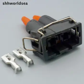 Shhworldsea 4/10/50/100 комплекти 2-пинов начин 6,3 mm auto охлюви рог жак-изход автомобилен клаксон кабел конектор кабели за vw