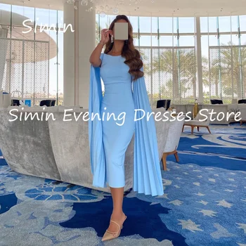 Simin градина, Атласное рокля за абитуриентски бал в стил русалка с кръгло деколте и рюшами, Арабско вечерна рокля с дължина до глезена, елегантни вечерни рокли за жени 2023 г.