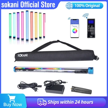 Sokani X25 RGB Двуцветен Led Пръчка за запис на Видео, Рисуване, Акумулаторна батерия Led Дисплей BatteryOLED за YouTube