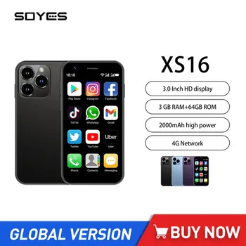 SOYES XS16 4G Мини-смартфони с 3-инчов дисплей, Четириядрен 3 + GB 64 GB Мобилен телефон Android 10 от 2000 mah, 5-мегапикселова Камера, Две СИМ-карти, е най-Малкият телефон