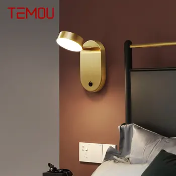 TEMOU Nordic Мед, с монтиран на стената Лампа LED 3 Цвята С Превключвател Латунное Златното халба бира За Декора на Дома Хол Спалня Коридор